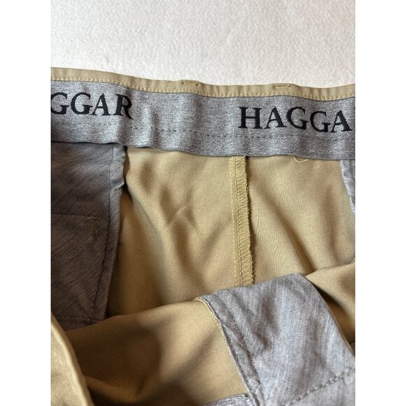 Haggar in Motion Mens Khaki Flat-Front Dress Pants 40x32 - Picture 7 of 12